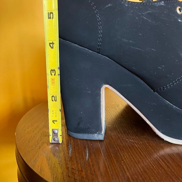 Platform Chunky Heel Lace Up Booties velvet - Picture 6 of 6